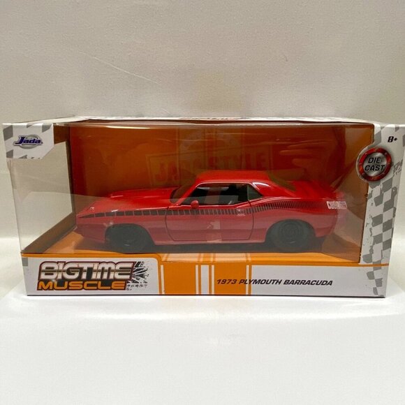 Jada Big Time Muscle 1973 Plymouth Barracuda Red 1/24 Die-cast Model Car 34037 - Picture 1 of 1